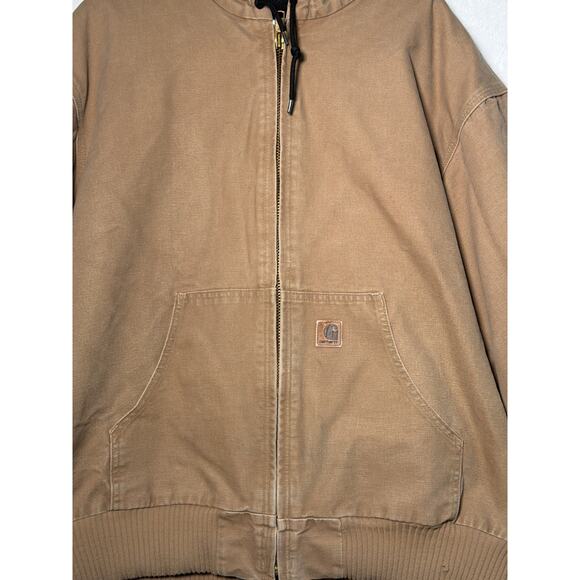 Carhartt Jacket Men 3XL Brown J130 SDL Duck Quilted Active Hood VTG Work Utility - Picture 10 of 10
